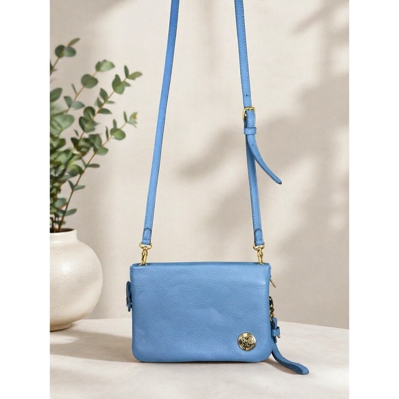 Vince Camuto Handbags - Vince Camuto Crossbody Bag Blue Pebble Leather Small Wristlet Wallet Travel